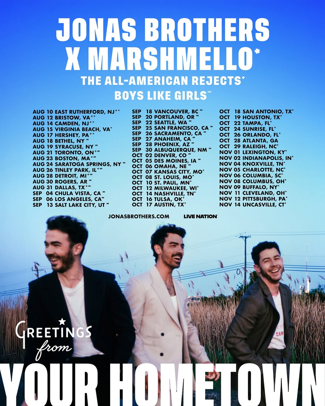 Jonas Brothers Greetings From Your Hometown Tour Poster 2025